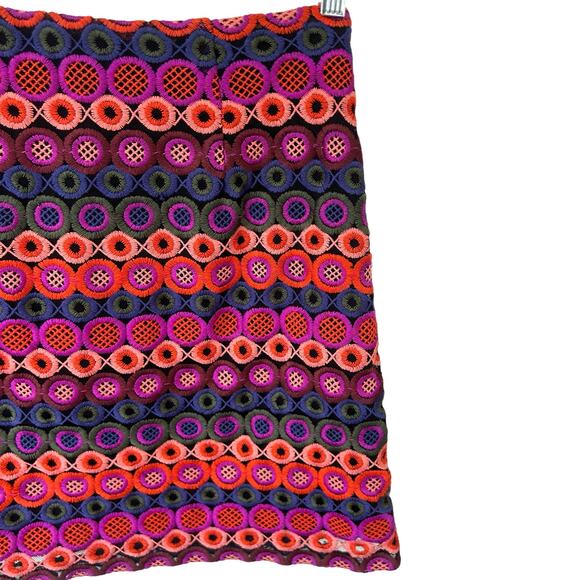 Anthropologie Hutch Embroidered Ellen Mini Skirt Purple Pink Green Size 6‎ - Picture 8 of 13